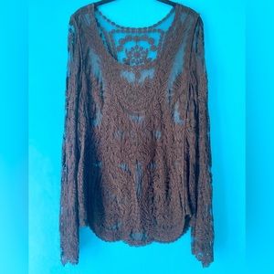 Beautiful Black Mesh Embroidered Top